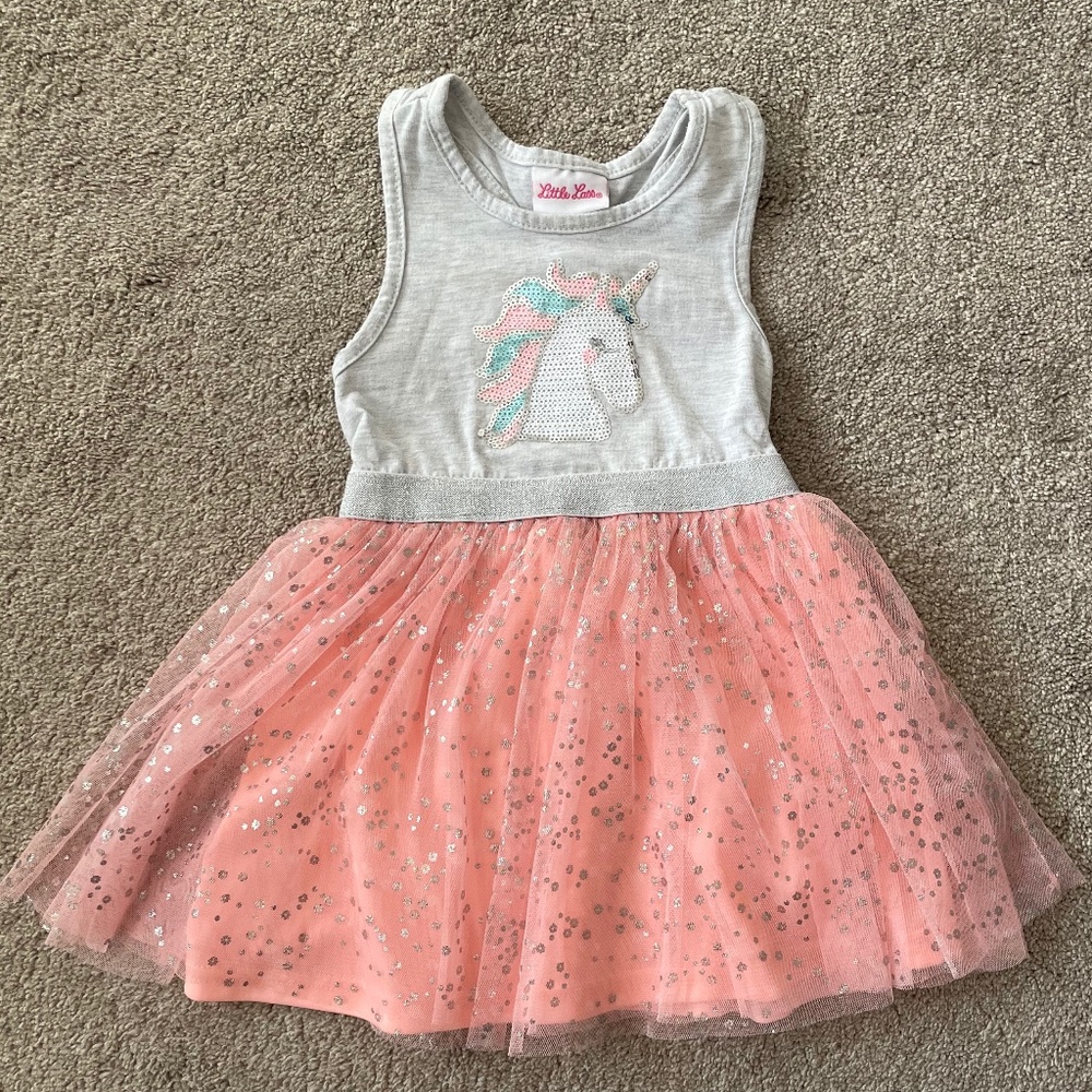 2T UNICORN Sequin Little Girls Dress